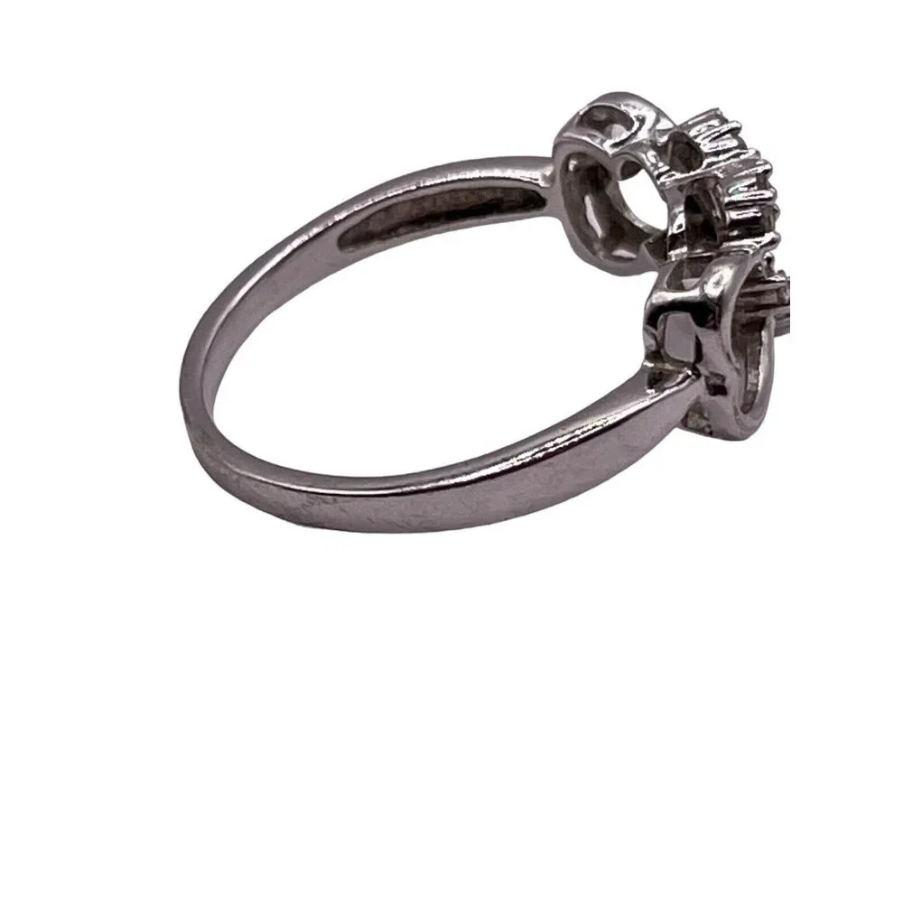 Diamond Linked Heart Promise Ring 10k‎ White Gold Size 6.5 Past Present Future